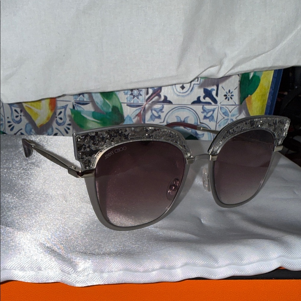 Jimmy Choo Glittery Black and Silver Sunglasses